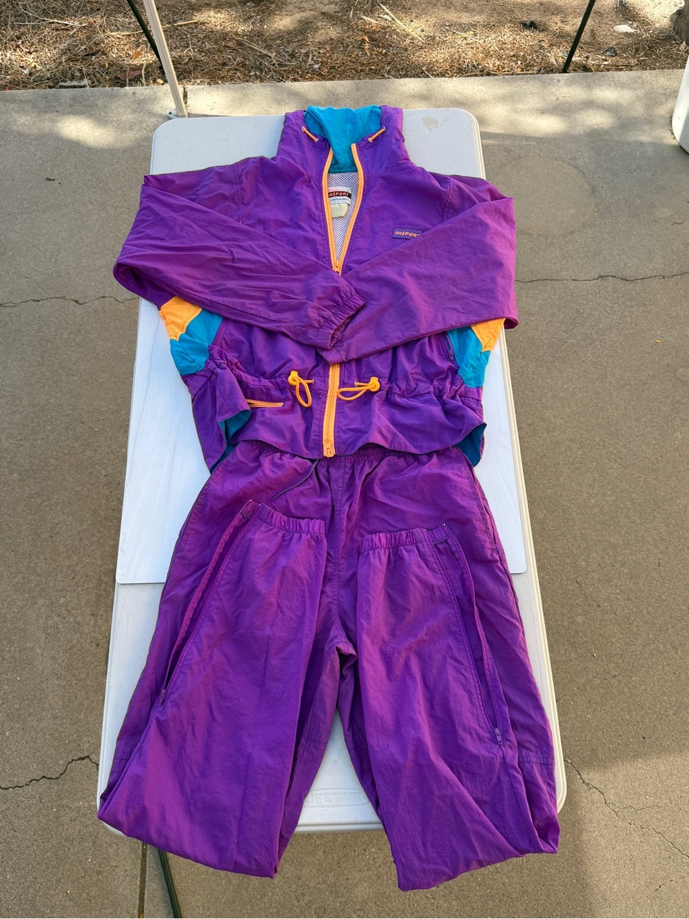 Vintage 1980s Purple Colorblock Windbreaker Jacket/Pants Set